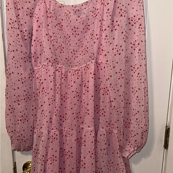 Pink and Red Patterned  Dress - Picture 3 of 3